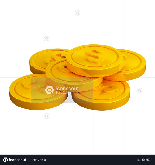 Monedas de un dolar  3D Illustration