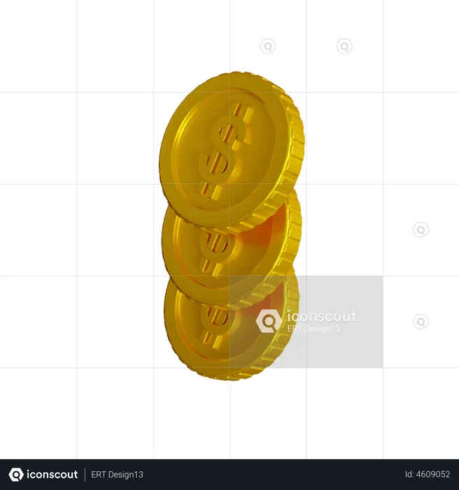 Monedas de un dolar  3D Illustration