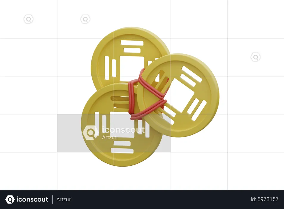 Monedas de oro chinas  3D Icon