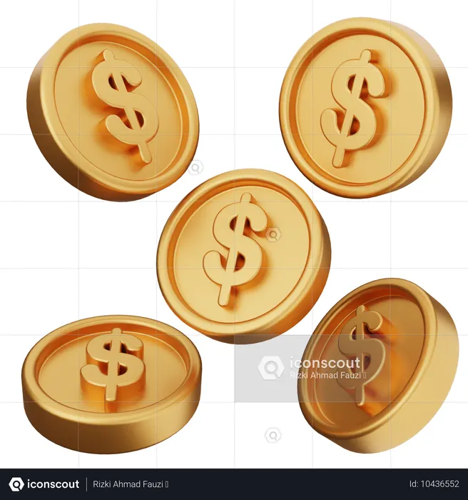 Monedas Dinero Dólar  3D Icon