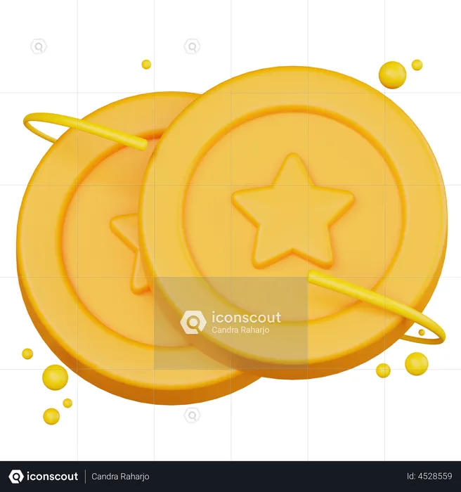 Monedas estrella  3D Illustration