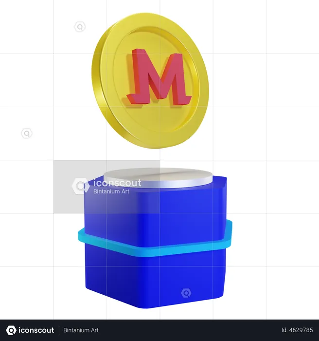 Moeda monero no pódio  3D Illustration