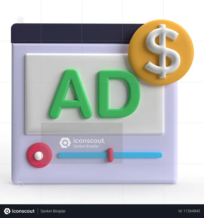 Monetización de anuncios  3D Icon