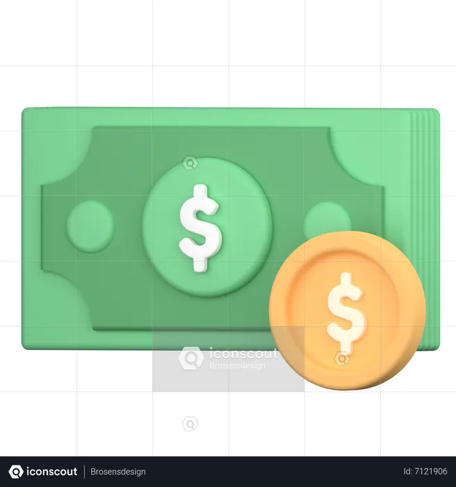 Money and coin  3D Icon