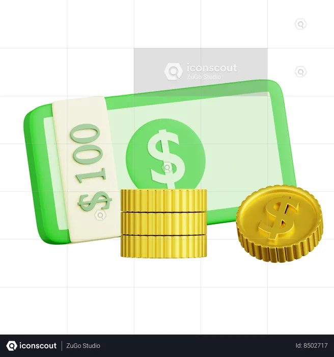 Money And Coin Bundles  3D Icon