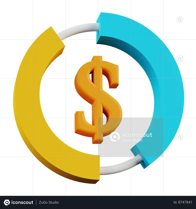 Money asset rotation  3D Icon