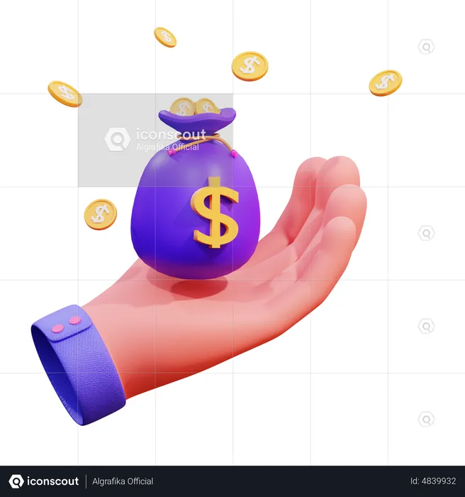 Money Bag Holding  3D Icon