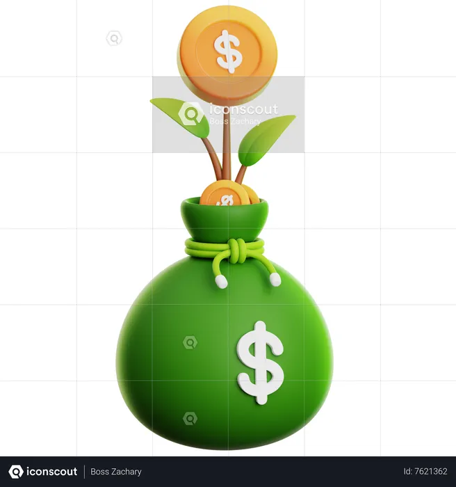 Money Bag Investment  3D Icon