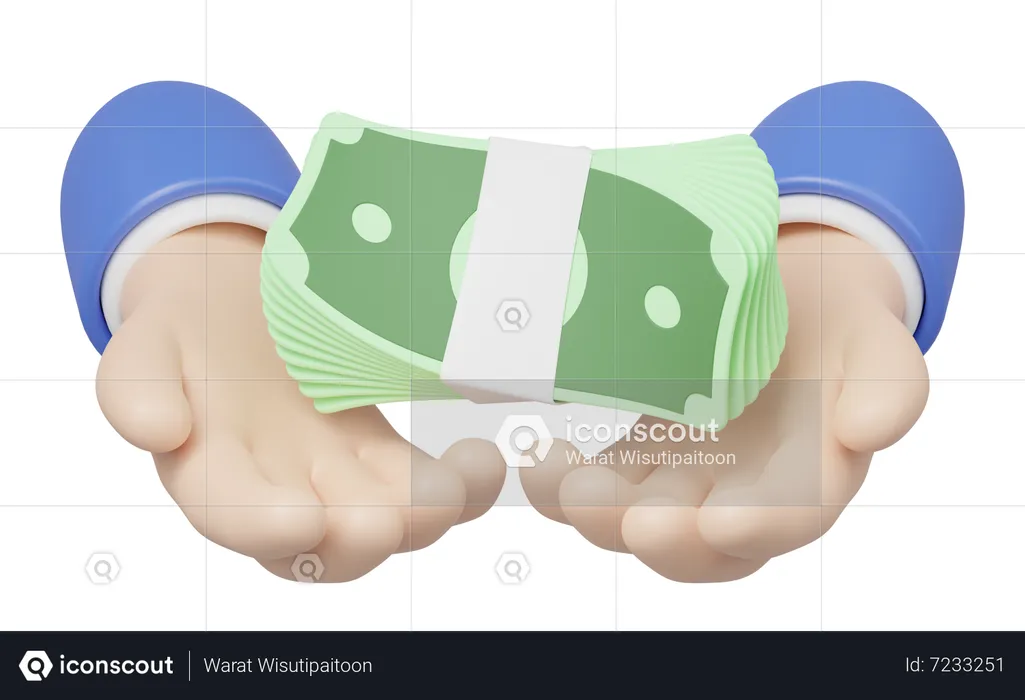 Money Bundle In Hand  3D Icon