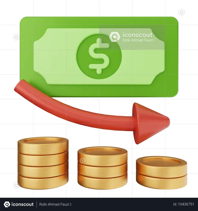 Money Decrase  3D Icon