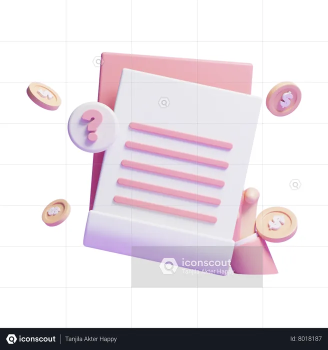 Money Document  3D Icon