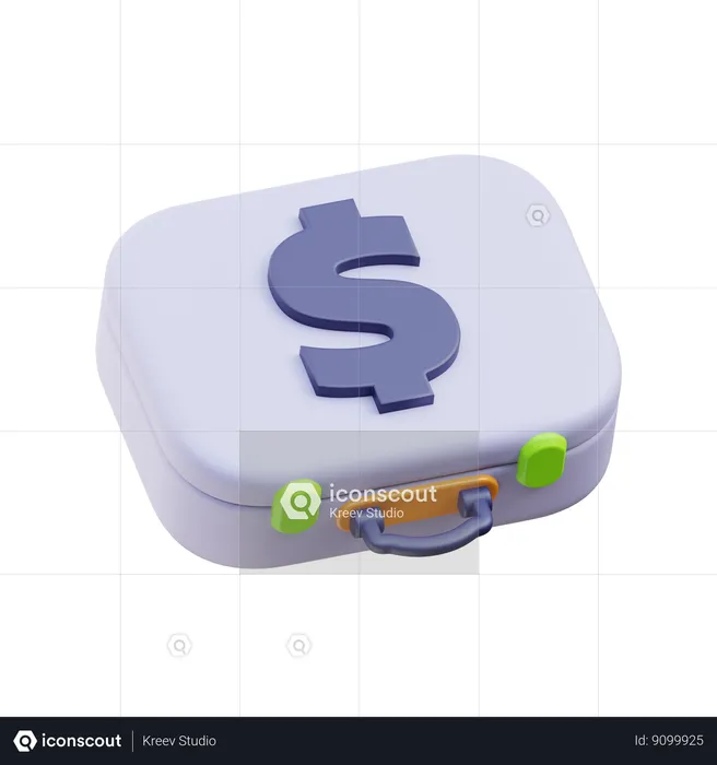 Money Dollar Suitcase  3D Icon