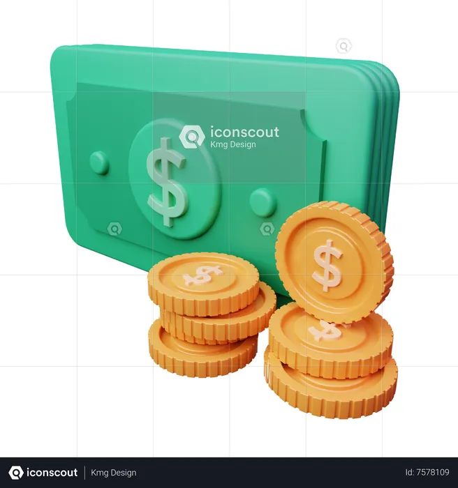Money Dollars  3D Icon