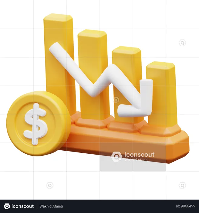 Money Down Graph  3D Icon