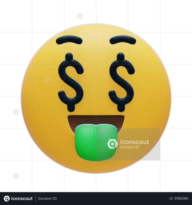 Money Eyes Emoji 3D Icon