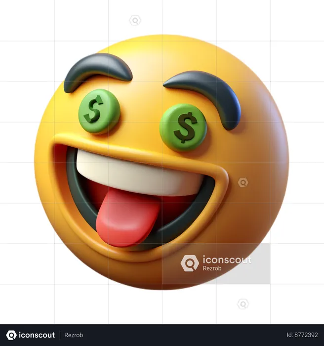 Money-eyes Face Emoji 3D Icon