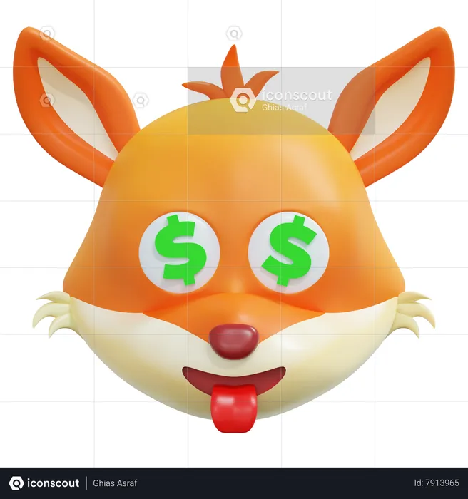 Money Face Fox Emoticon Emoji 3D Icon