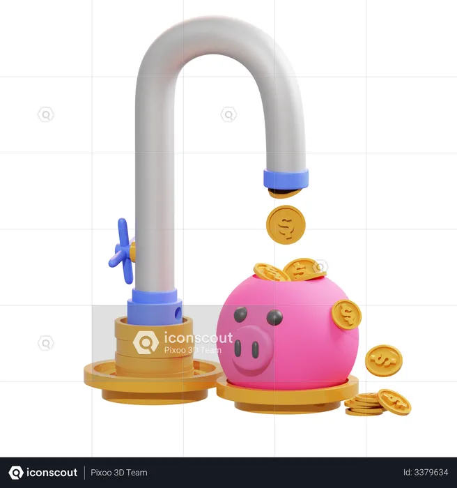 Money Faucet  3D Illustration