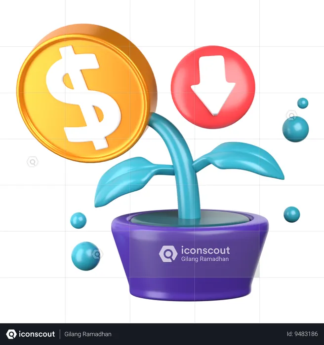 Money Growth Fail  3D Icon