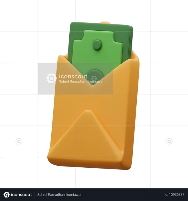 Money in an envelope  3D Icon