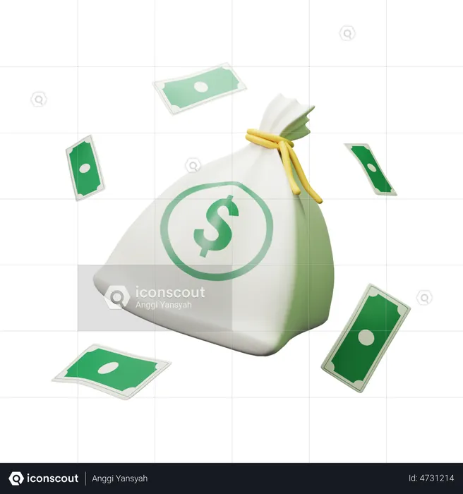 Money in Bag  3D Illustration