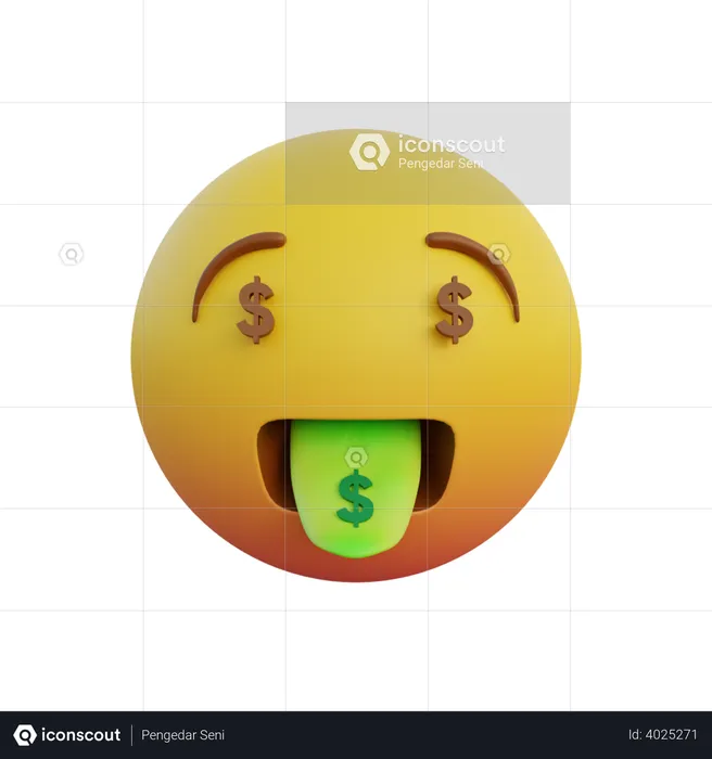 Money Mouth Face Emoji 3D Illustration