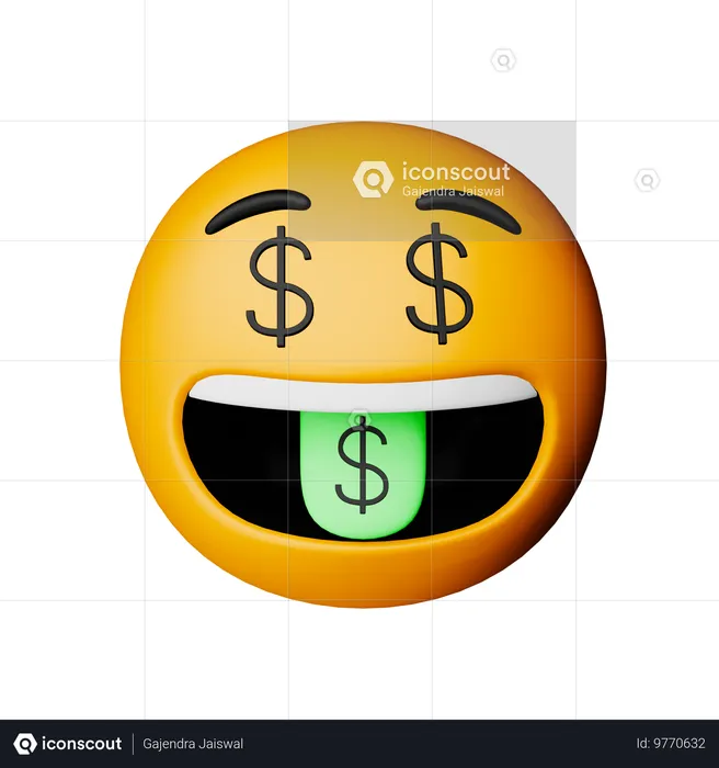 돈 입 얼굴 이모티콘 Emoji 3D Icon