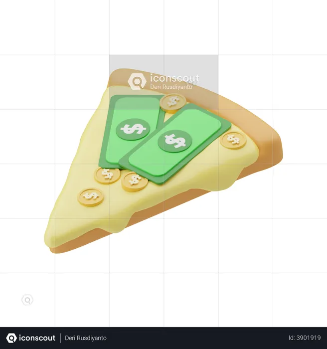 Money on pizza  3D Illustration