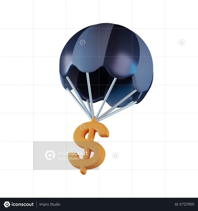 Money Parachute  3D Icon