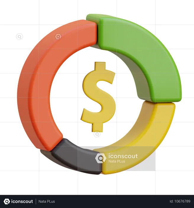 Money Pie Chart  3D Icon