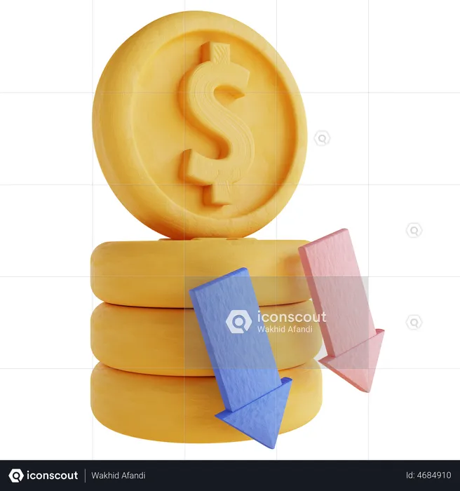 Money Piling Down  3D Illustration