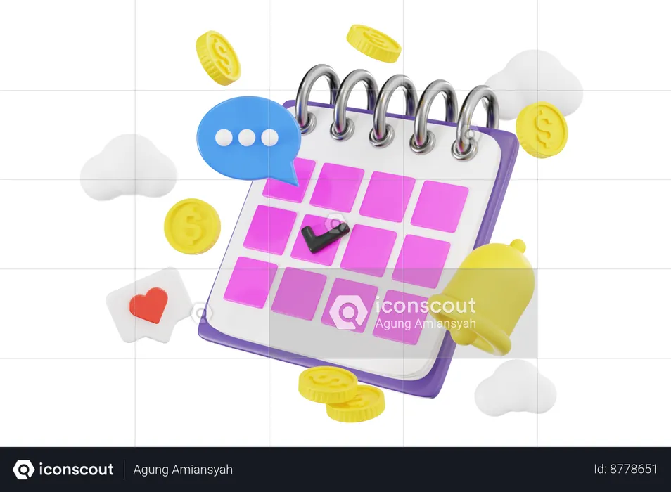 Money Saving Calendar Alert  3D Illustration