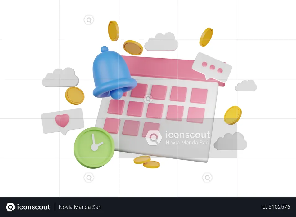 Money savings calendar alert  3D Illustration