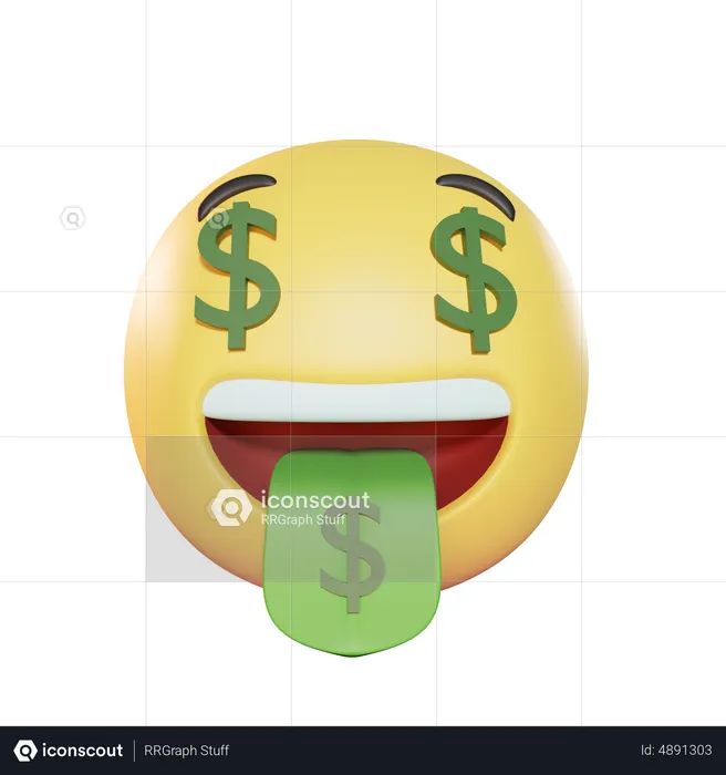 Money Tongue Emoji 3D Icon