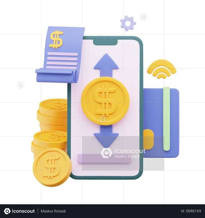 Money Transfer  3D Illustration