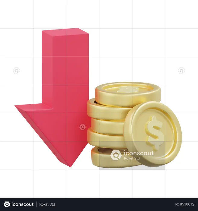 Money Value Down  3D Icon