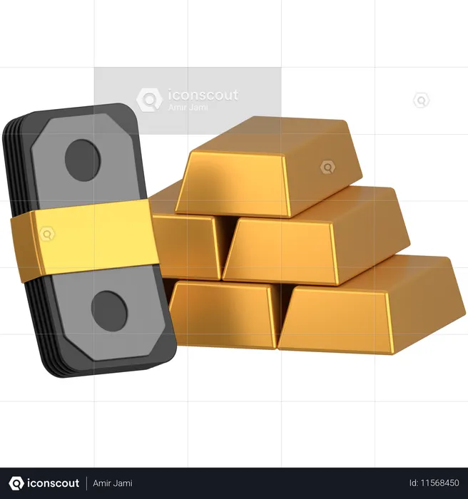 Money with golds  3D Icon