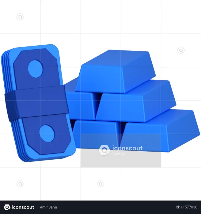 Money with golds  3D Icon