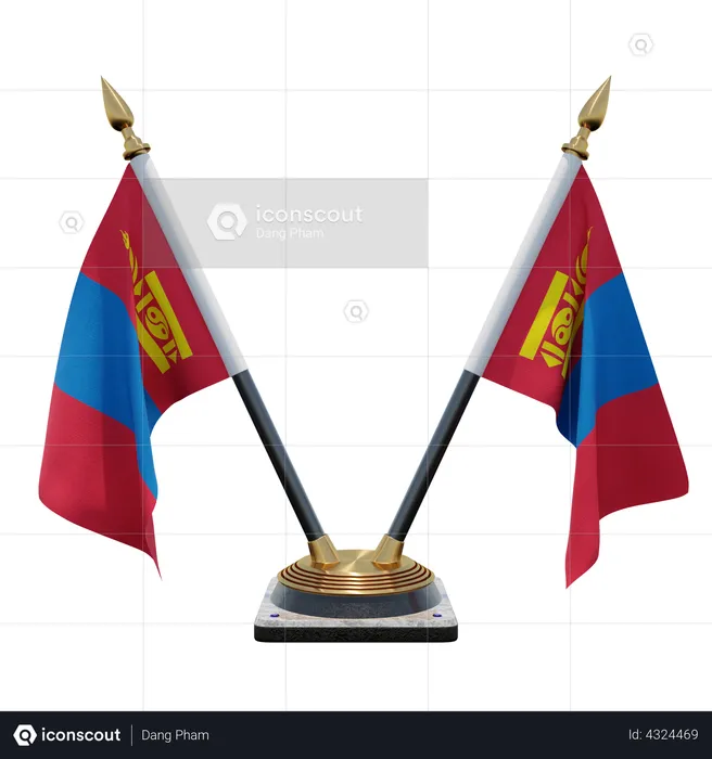Mongolia Double Desk Flag Stand Flag 3D Flag