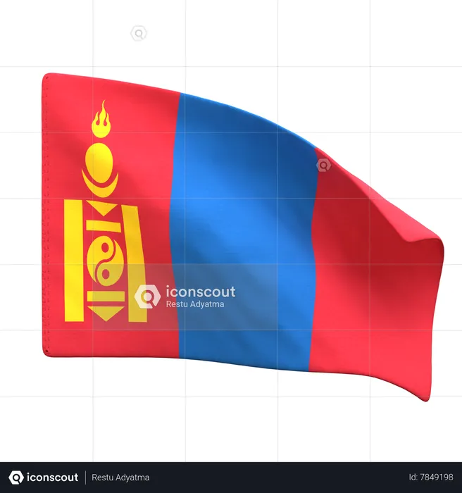 Mongolia Flag Flag 3D Icon
