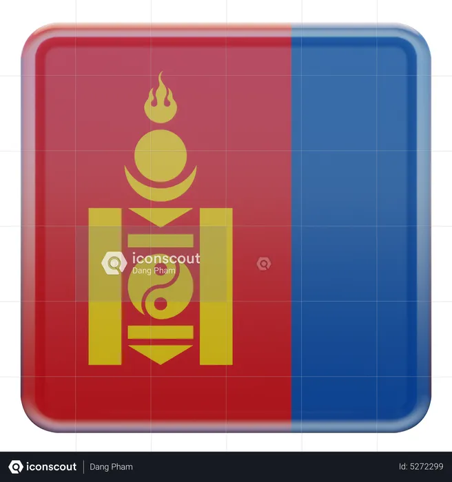 Mongolia Square Flag Flag 3D Icon