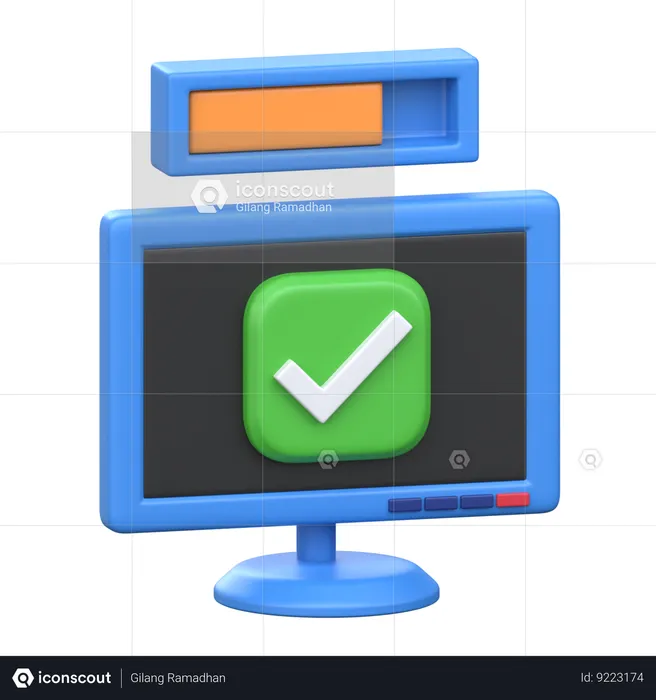 Monitor Checking  3D Icon
