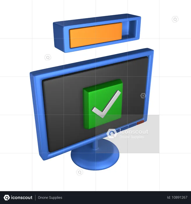 Monitor Checking  3D Icon