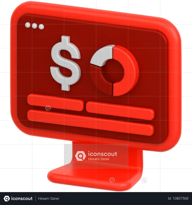 Monitorar dólar  3D Icon