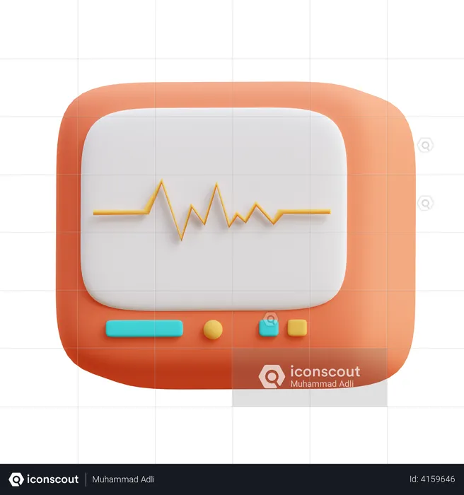 Monitor de ecg  3D Illustration