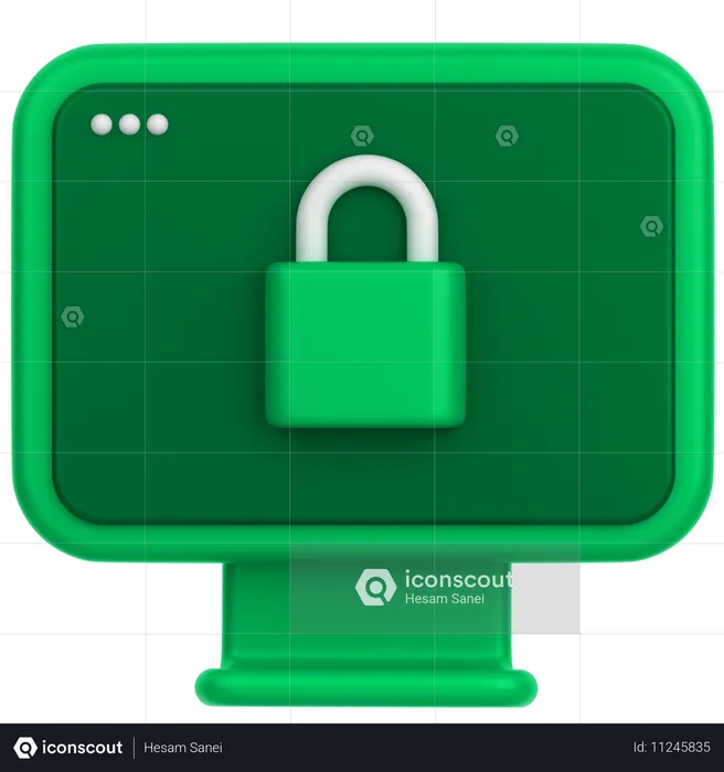 Monitor Lock  3D Icon