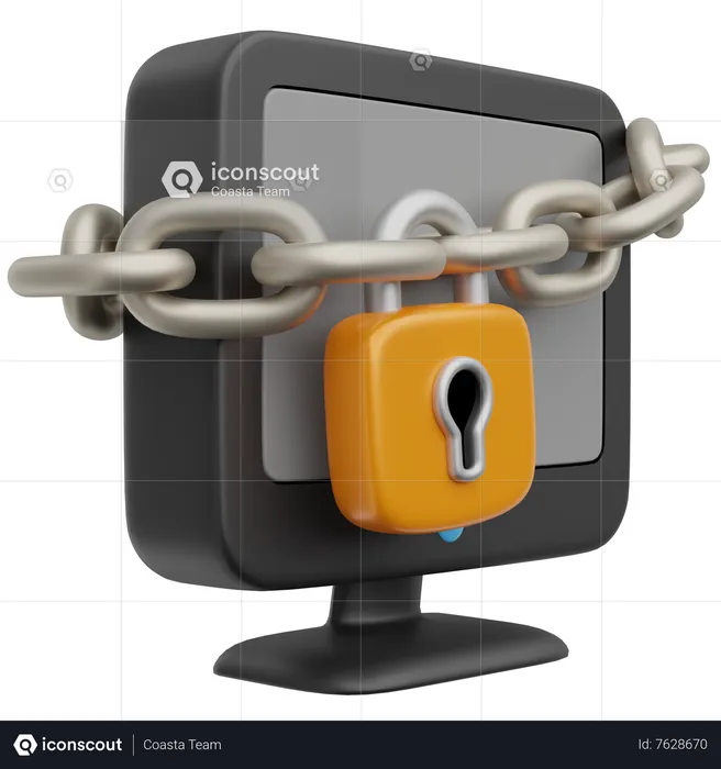 Monitor Lock  3D Icon