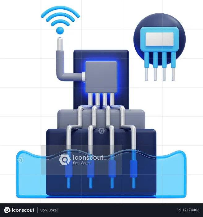 Monitoreo inteligente de la calidad del agua  3D Icon