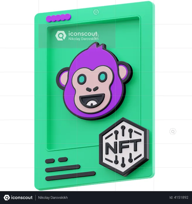 Monkey NFT  3D Illustration