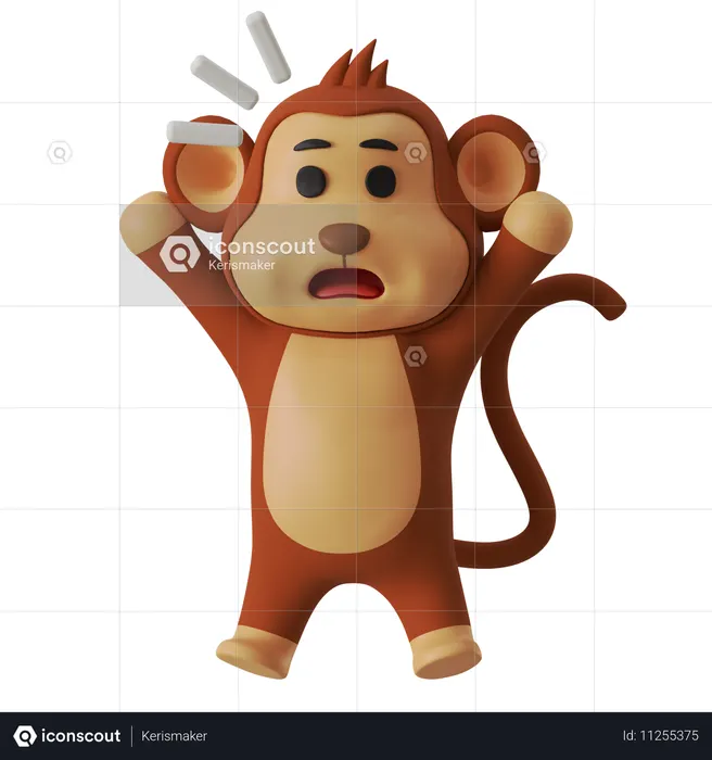 Monkey Shocked  3D Illustration